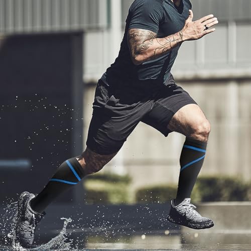 8 Pairs Knee High Compression Socks for Men & Women 20-30 mmHg