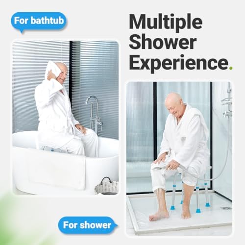 [Pre-owned] 350lbs Bath Seat Chair, Tool-Free Assembly Height Adjustable Bath Bench with Padded Seat