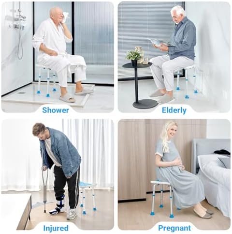 [Pre-owned] 350lbs Bath Seat Chair, Tool-Free Assembly Height Adjustable Bath Bench with Padded Seat