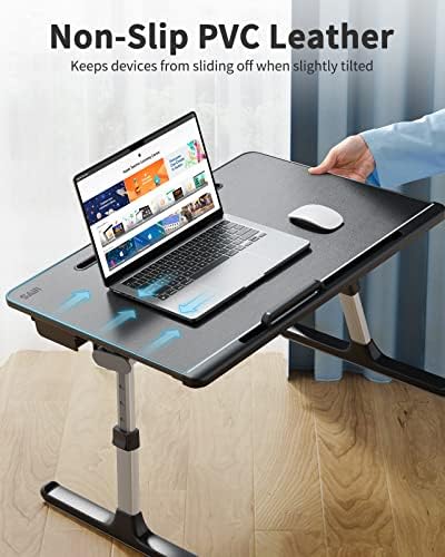 Laptop Bed Tray Desk, SAIJI X-Large Adjustable Laptop Table, Foldable Laptop Desk with Storage Drawer and Bookstand