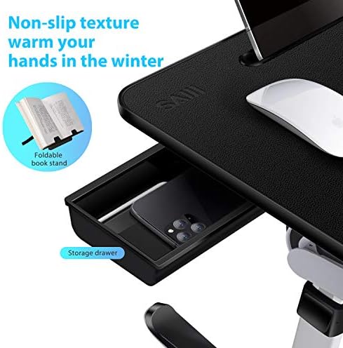 Laptop Bed Tray Desk, SAIJI X-Large Adjustable Laptop Table, Foldable Laptop Desk with Storage Drawer and Bookstand