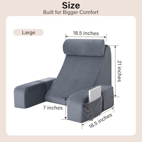 [Pre-owned] ENITYA Reading Pillow for Sitting in Bed Adult, Back Pillow for Bed Sitting up, Reading & Bed Rest Pillows for Watching TV/Reading/Gaming/Resting in Bed, Couch or Floor, Large 21"