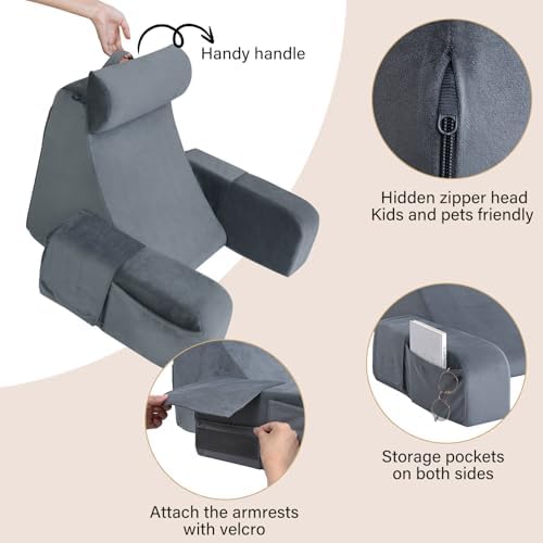 [Pre-owned] ENITYA Reading Pillow for Sitting in Bed Adult, Back Pillow for Bed Sitting up, Reading & Bed Rest Pillows for Watching TV/Reading/Gaming/Resting in Bed, Couch or Floor, Large 21"